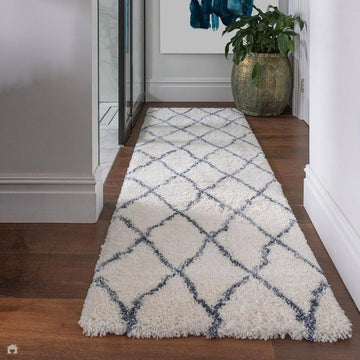 Alto AL03 Modern Moroccan Berber Soft Plush Boho Shaggy Cream/Blue Runner-Asiatic Carpets-Rug Love - The Most Loved Rug Store